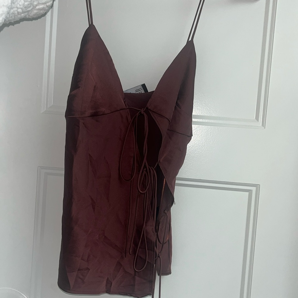 Brown Silk Tie Top NWT